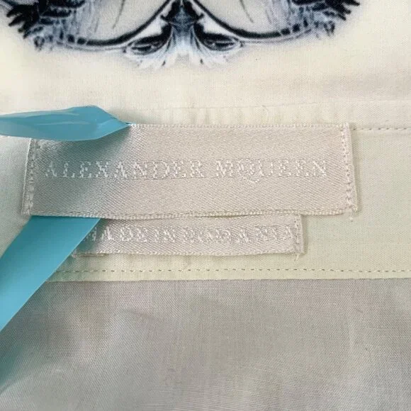 Alexander McQueen Colorblock Printed Cotton Collared Long Sleeve Single-Breasted